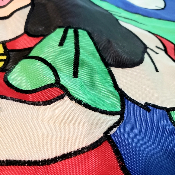 Vintage Disney Mickey Santa Mouse Yard Flag Holiday Christmas 40x28 In Applique - Picture 2 of 5